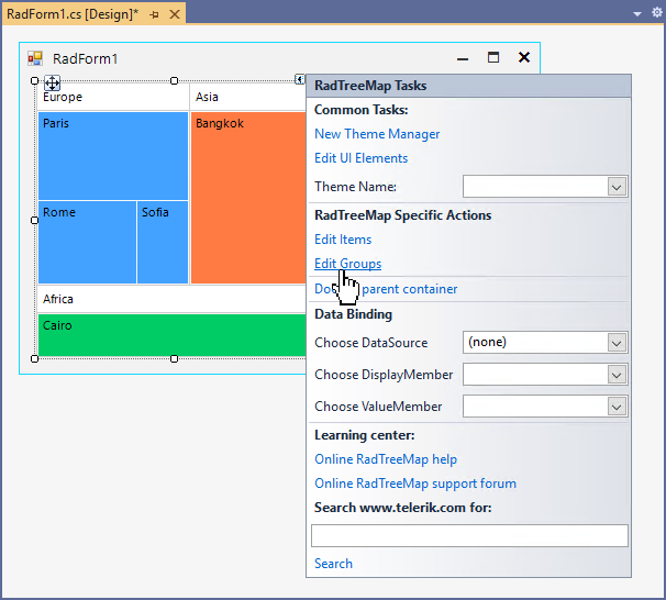 WinForms RadTreeMap Adding Groups at Design Time